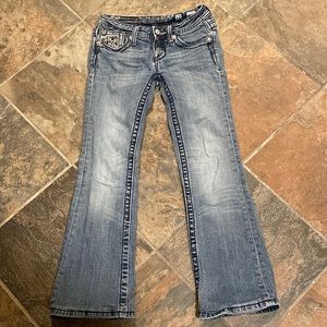 Girls size 12 Miss Me jeans, hemmed to 25” inseam.